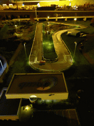 Scale model of the ANWB test and training center of Lelystad at the Madurodam miniature park, by night