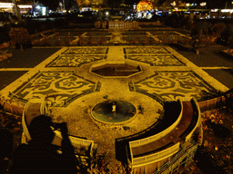 Scale model of the Het Loo Palace of Apeldoorn with its gardens at the Madurodam miniature park, by night