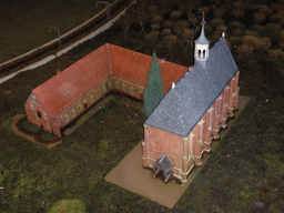 Scale model of the Monastery of Ter Apel at the Madurodam miniature park, by night