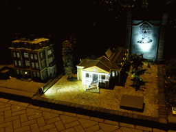 Scale model of the birth house of George Maduro at the Madurodam miniature park, by night