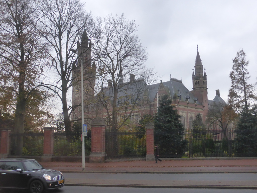 The Peace Palace, viewed from the tram from the railway station to the World Forum conference center