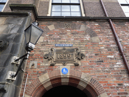 Buitenhof street sign above the southwest entrance to the Binnenhof square