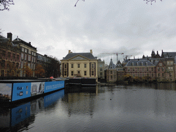 The Hofvijver pond, the Mauritshuis museum, the Torentje tower and the Buitenhof buildings