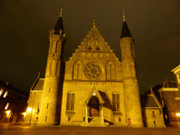 The Ridderzaal building at the Binnenhof square, by night