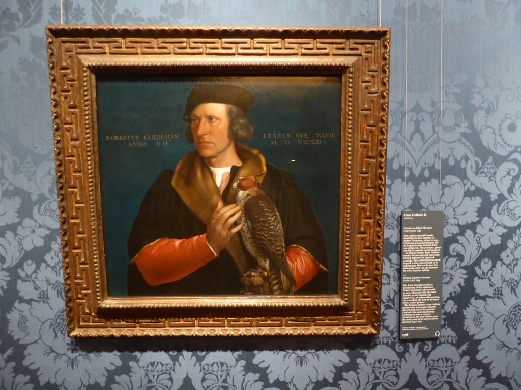 Portrait of Robert Cheseman by Hans Holbein II, with explanation, at Room 7 at the First Floor of the Mauritshuis museum