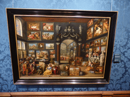 Painting `Apelles Painting Campaspe` by Willem van Haecht, with explanation, at Room 2 at the First Floor of the Mauritshuis museum