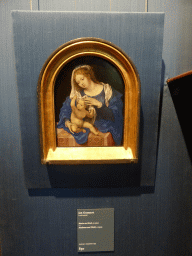 Painting `Madonna and Child` by Jan Gossaert, with explanation, at Room 5 at the First Floor of the Mauritshuis museum