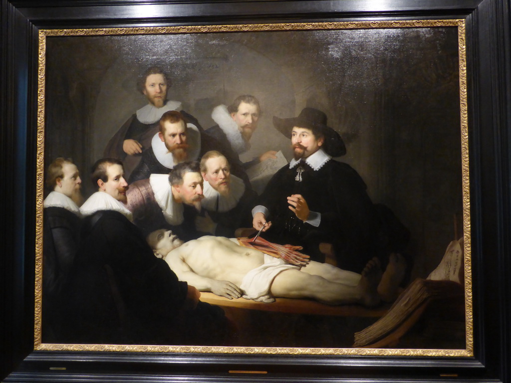 Painting `The Anatomy Lesson of Dr. Nicolaes Tulp` by Rembrandt van Rijn, at Room 9 at the Second Floor of the Mauritshuis museum