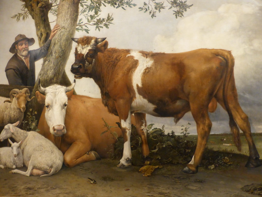 Part of the painting `The Bull` by Paulus Potter, at Room 12 at the Second Floor of the Mauritshuis museum