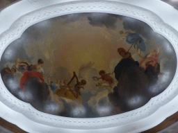 Painting `Apollo Surrounded by the Nine Muses` by Jacob de Wit, at the ceiling of Room 12 at the Second Floor of the Mauritshuis museum