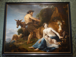 Painting `De Opvoeding van Zeus` by Nicolaes Berchem, at Room 12 at the Second Floor of the Mauritshuis museum