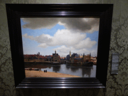 Painting `View of Delft` by Johannes Vermeer, with explanation, at Room 15 at the Second Floor of the Mauritshuis museum
