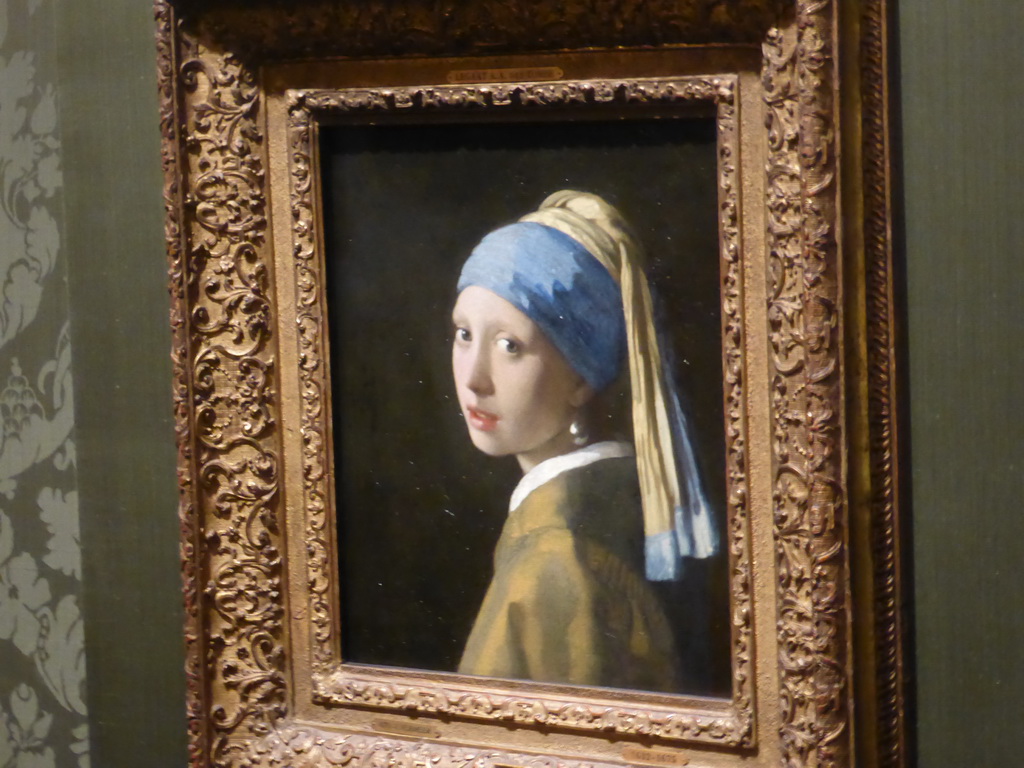 Painting `Girl with a Pearl Earring` by Johannes Vermeer, at Room 15 at the Second Floor of the Mauritshuis museum