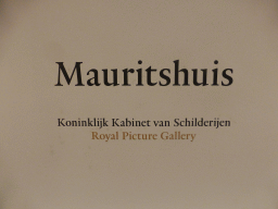 Text at the staircase from the First to the Second Floor at the Mauritshuis museum