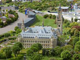 Scale model of the Peace Palace of The Hague at the Madurodam miniature park, viewed from the south road