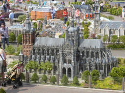 Scale model of the St. John`s Cathedral of Den Bosch at the Madurodam miniature park, viewed from the south road