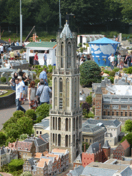 Scale model of the Dom Tower of Utrecht at the Madurodam miniature park, viewed from the south road