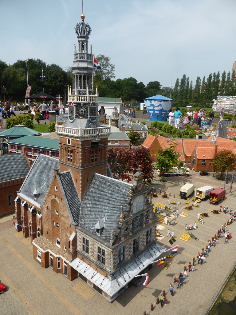 Scale model of the Waaggebouw building and Waagplein square with cheese market of Alkmaar at the Madurodam miniature park