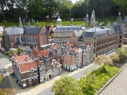 Scale model of the Magna Plaza shopping center, the Nieuwe Kerk church and the Royal Palace Amsterdam of Amsterdam at the Madurodam miniature park