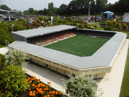 Scale model of a soccer stadium at the Madurodam miniature park