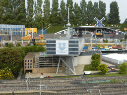 Scale models of the Bridge Building of Rotterdam and the Euromast tower of Rotterdam at the Madurodam miniature park