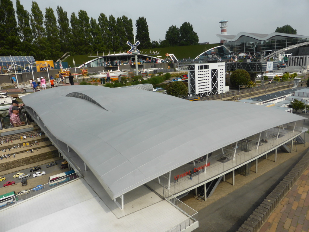 Scale models of the Utrecht Central Railway Station and the Euromast tower of Rotterdam at the Madurodam miniature park