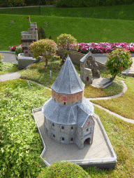 Scale models of the St. Nicholas chapel and the Barbarossa ruin of the Valkhof park and the Belvédère tower of Nijmegen at the Madurodam miniature park