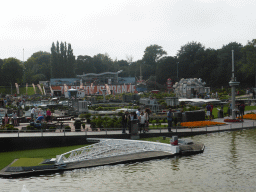 The Madurodam miniature park with scale models of the Deltawerken dikes, the Euromast tower of Rotterdam and the `Fantasitron` attraction