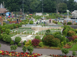 Scale model of the Het Loo Palace of Apeldoorn and other buildings at the Madurodam miniature park, viewed from the south road