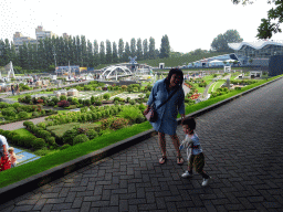 Miaomiao and Max at the south road of the Madurodam miniature park, with a view on the east side of the park