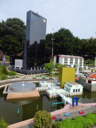 Scale model of the Delftse Poort building of Rotterdam and the Groninger Museum of Groningen at the Madurodam miniature park