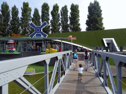 Max on the bridge leading to the souvenir shop at the Madurodam miniature park