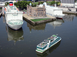 Scale model of the harbour of Rotterdam with the Hotel New York building at the Madurodam miniature park