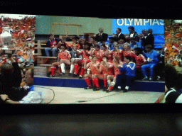 Screen with a video on the 1988 European Championship Soccer, in the `Zo Groot Is Oranje` attraction at the Madurodam miniature park