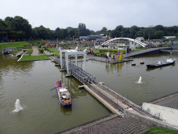 Scale model of a rail bridge and the Rotterdam harbour at the Madurodam miniature park