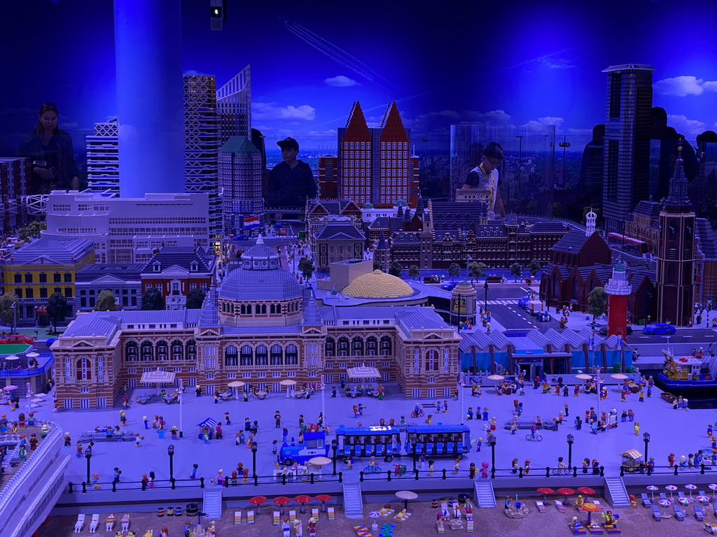 Scale models of the Kurhaus building and other buildings at the The Hague Miniland at the Legoland Discovery Centre