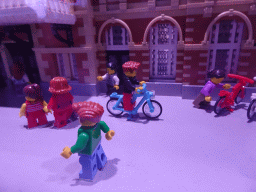Lego pedestrians and bicyclists at the The Hague Miniland at the Legoland Discovery Centre
