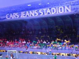 Lego football supporters in the scale model of the Cars Jeans Stadium at the The Hague Miniland at the Legoland Discovery Centre