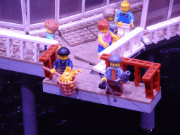 Lego fishermen at the scale model of the Pier of Scheveningen at the The Hague Miniland at the Legoland Discovery Centre