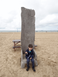 Max on a chair at the Scheveningen Beach
