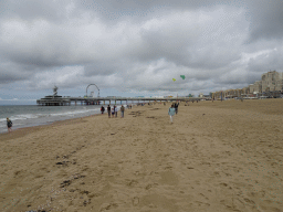 Miaomiao at the Scheveningen Beach, with a view on the Pier of Scheveningen