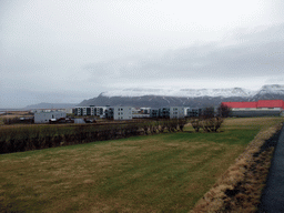 Mount Esja and buildings at Mosfellsbær