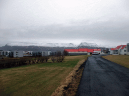 Mount Esja and buildings at Mosfellsbær