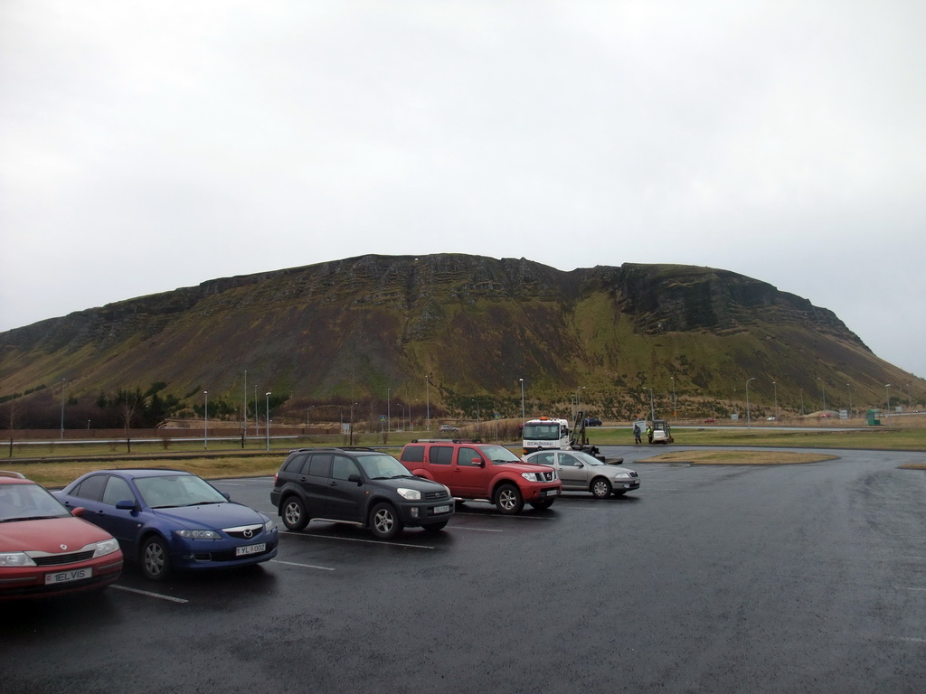 View on Mount Úlfarsfell from a parking place at Mosfellsbær