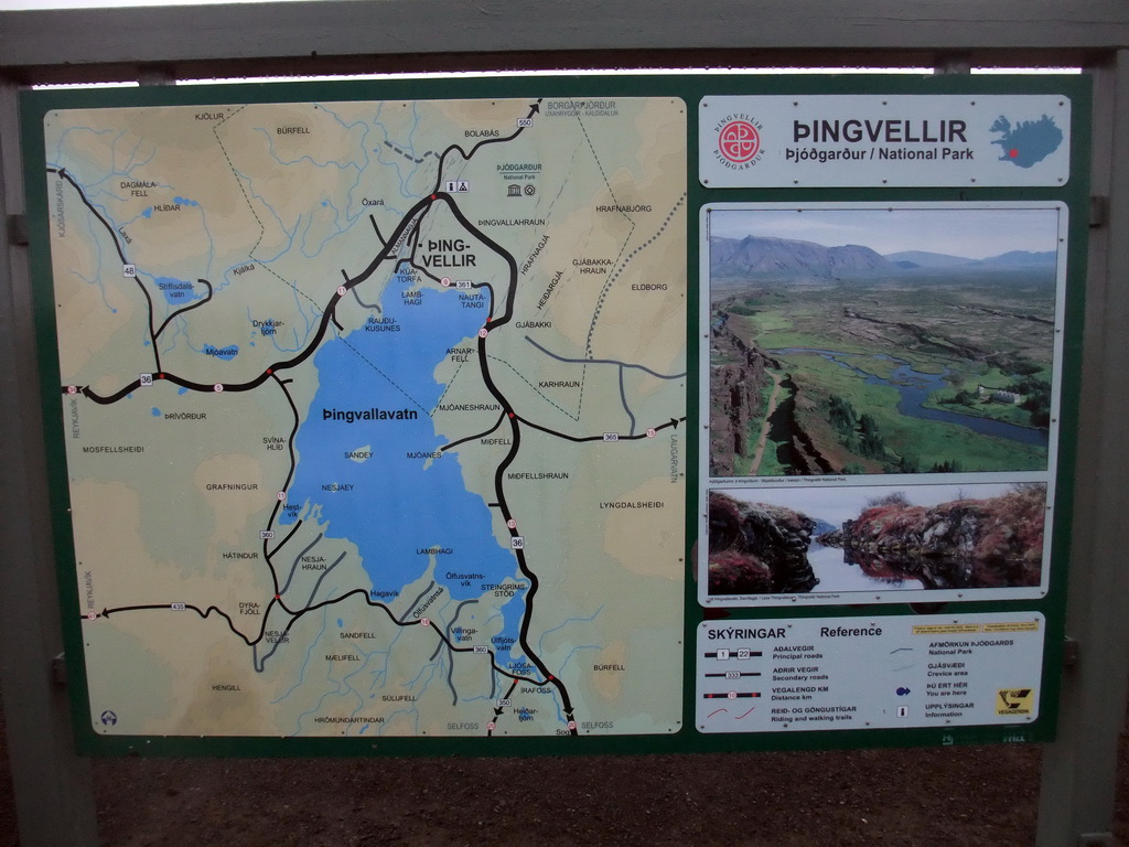 Map and information on Þingvellir National Park