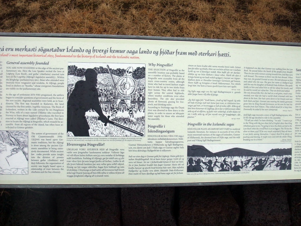 Information on Þingvellir outside of the visitor centre of Þingvellir National Park