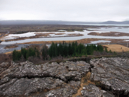 The north side of the Þingvallavatn Lake and the Almannagjá fault, viewed from the viewing point at the visitor centre of Þingvellir National Park