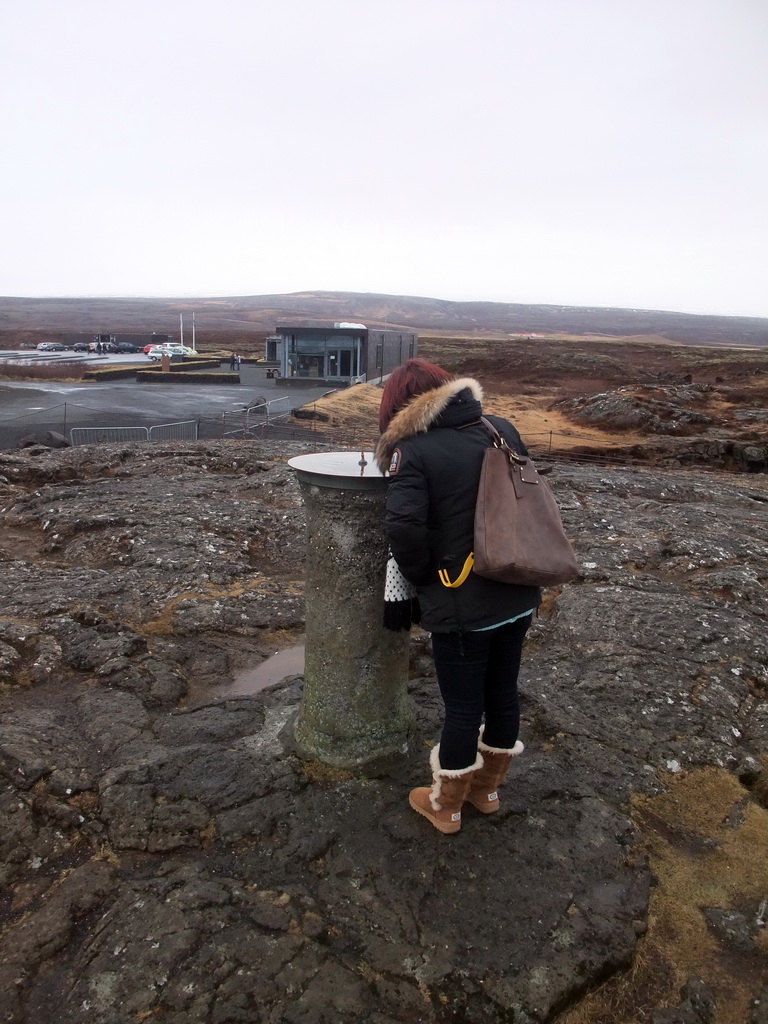 Miaomiao at the viewing point at the visitor centre of Þingvellir National Park