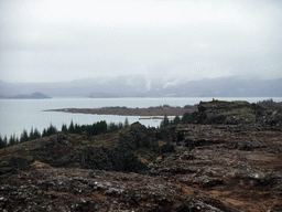 The north side of the Þingvallavatn Lake and the Almannagjá fault, viewed from the viewing point at the visitor centre of Þingvellir National Park
