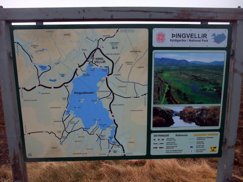 Map and information on Þingvellir National Park